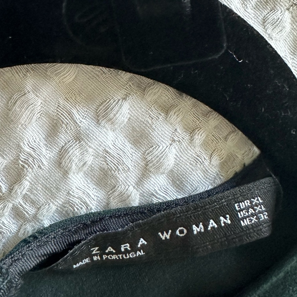 Zara asymmetrical tie-waist top SZ L dark green - Picture 4 of 5